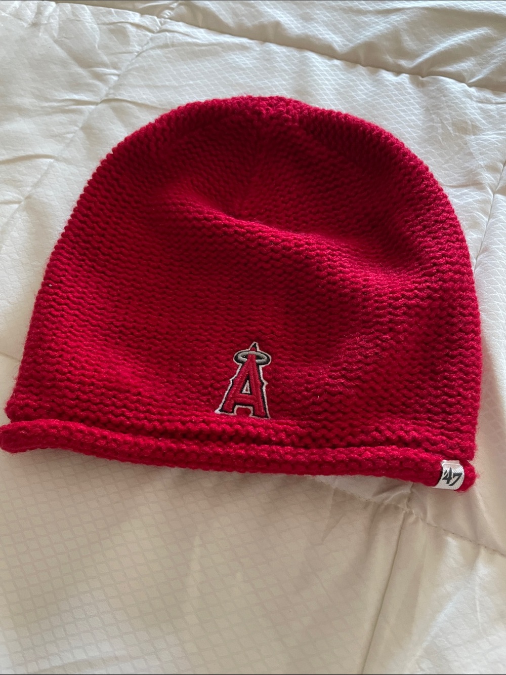 '47 Red Los Angeles Angels Knit Beanie with Embroidered A